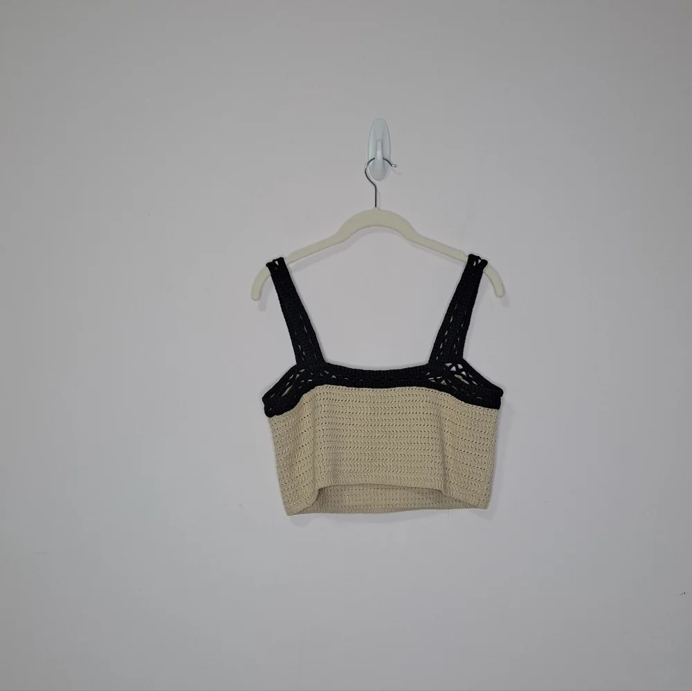 Reformation Max Open Knit Two Piece Set Oatmeal And Black Medium NWOT - Picture 5 of 9